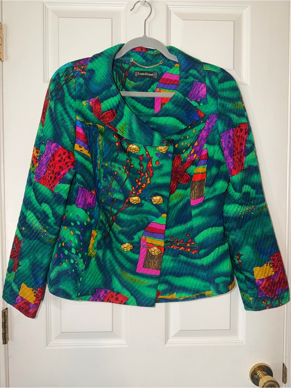 Pristine Vintage 80s Louis Feraud Wool Silk Quilted Statement Jacket Size 10